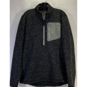 STS Ranchwear Mens Quarter Zip Pullover Charcoal Grey Heather Sweater Large Cow